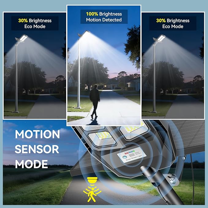 Solar Lights Outdoor Waterproof, 7000K Dusk to Dawn Solar Street Lights Outdoor Motion Sensor with Remote, LED Security Flood Light for Outside, Parking Lot, Yard, Garden, Garage, 2 Pack