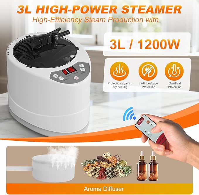 NAIZEA Sauna Box,Upgraded Version Portable Steam Sauna, Portable Saunas for Home with 3L 1200W Steamer, Remote Control, Folding Chair, Full Body Saunas Tent for Relaxation,2.9'x2.9'x5.9'