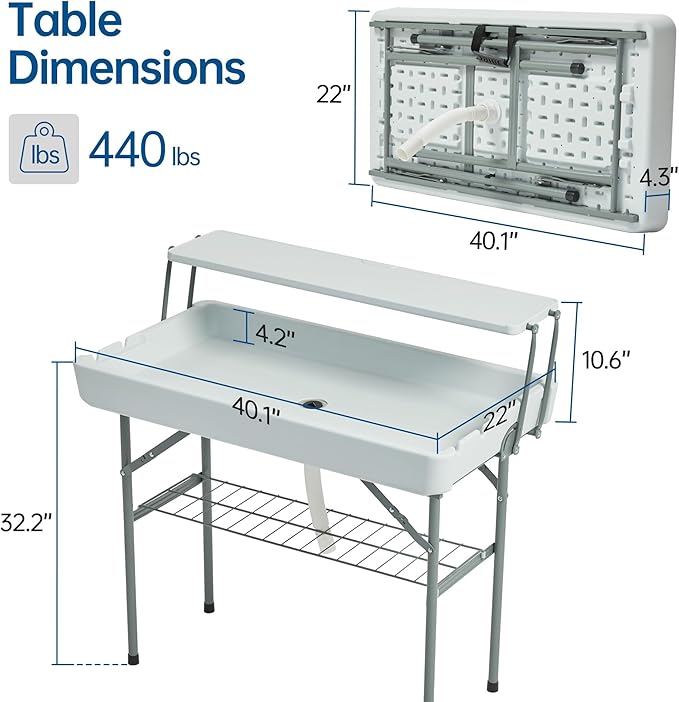 Outdoor Ice Cooler Folding Table, Portable Cooler Table with Removable Matching Skirt, Folding Ice Chest Table with Place Holder White