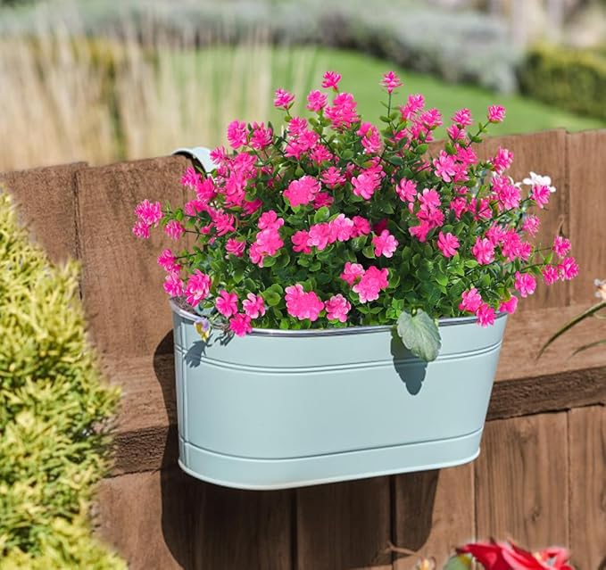Outdoor Faux Flowers Artificial Plants & Flowers Boxwood Springs Artificial Outdoor Flowers UV Resistant Boxwood Greenery Artificial Uv Resistant Outdoor Plants Artificial Greenery Stems(Pink)