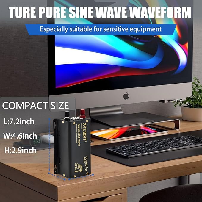 300W Pure Sine Wave Inverter DC 24V to AC 110V 120V Power Converter 600W Peak with LED Display for Most Small Power Appliances