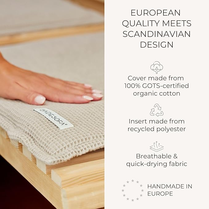 SAUNASOFA™ Sauna Mat & Pillow Set – 1 person sauna seat cushion and pillow for infrared and finnish sauna – heat-resistant sauna kit in taupe