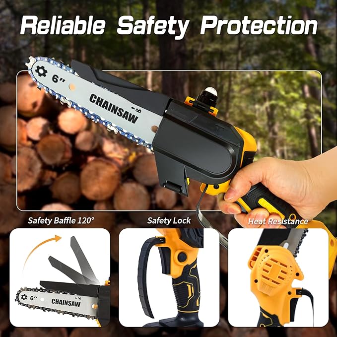 Mini Chainsaw Compatible for Dewalt Battery 20V MAX, 8-Inch and 6-Inch 2-IN-1 Cordless Hand-held Chain Saw, Electric Hand Saws for Wood Cutting, Tree Trimming Gift for Men(Tool Only)