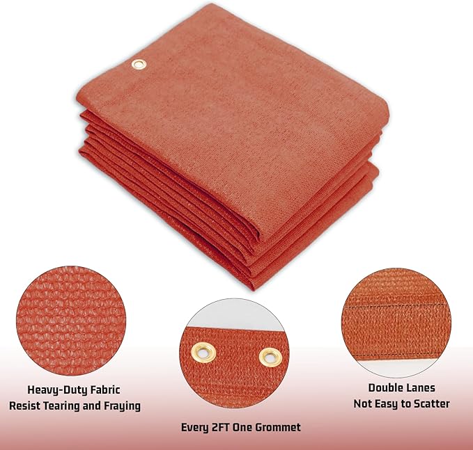 SUNNY GUARD Shade Cloth Custom Size 6x8 FT Sun Shade Screen Fabric Shade Cover Tarp with Grommets for Pergola Backyard Garden, Terra(We Customized)