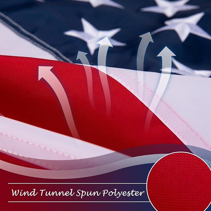 4x6 American Flag for Outside, Heavy Duty Outdoor, All Weather, Embroidered Stars with Brass Grommetss (USA Flag 4X6 FT)