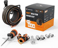 Giraffe Tools Garden Hose 50ft x 5/8", Water Hose Heavy Duty, Flexible with Hose Splitter, Nozzle and Yard Sprinkler, Lightweight Hybrid Hose with Swivel Handle, Male to Female Fittings, Burst 600 PSI