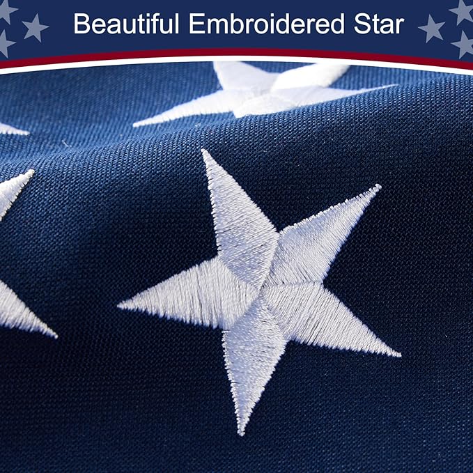 American Flag 2x3 ft Heavy Duty TearProof Series, All Weather High Wind US Flag, Premium Spun Polyester with Embroidered Stars, Sewn Stripes, Brass Grommets for Outdoor Use