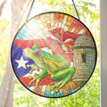 FLAGWIX Christmas Puerto Rico Gifts - Stained Glass Window Hanging 8 in - Puerto Rican Gifts for Women Men, Coqui Sun Catchers Indoor, House Warming Gift for Mom Dad Friend, Christmas Decorations
