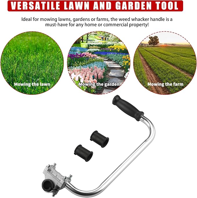 Weed Eater Handle Trimmer Handle, Weed Eater Handle Extension with Bracket Clamp, Ergonomic Trimmer Grip, Weed Wacker Attachments Aluminum Lawn Trimmer Grip for Landscaping,Lawn Care