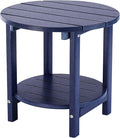 LZRS Round Adirondack Side Table Double End Table, Outdoor Side Tables for Patio, Backyard,Pool, Indoor Companion, Easy Maintenance & Weather Resistant(Navy Blue)