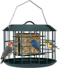 Kingsyard Squirrel Proof Suet Feeder, Cage Bird Feeders for Outdoors Hanging, All Metal, Double Suet Cake Capacity, Tray & Weatherproof, Green