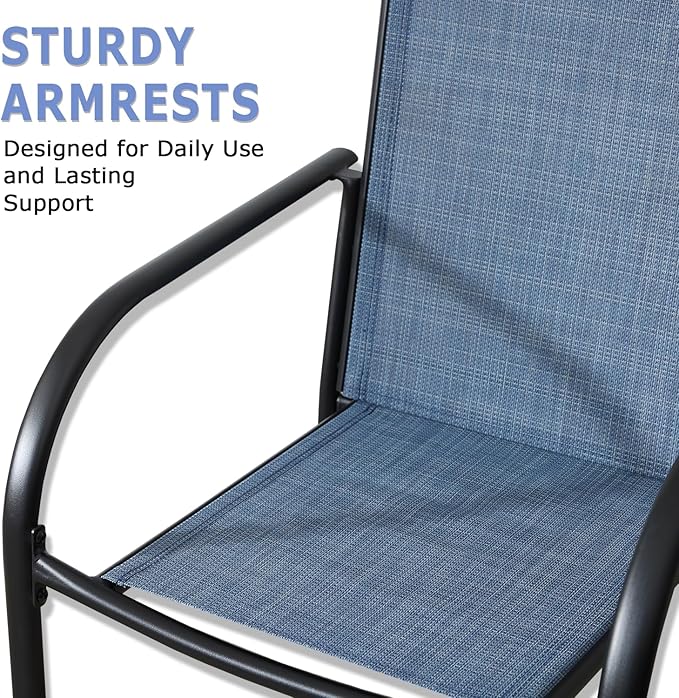 Patio Chairs Set of 6, Outdoor Dining Chairs with Breathable Textilene Fabric, Stackable Patio Chairs for Lawn, Garden, Backyard, Poolside, Blue
