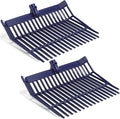 Lasnten Manure Fork Replacement Head, 18 Tines Pitchfork Head with Screws and Nuts, Horse Manure Rake for Picking up Grass and Hay (Navy,2 Pcs)
