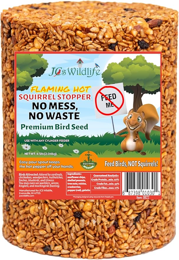 JCs Wildlife Squirrel Stopper No Mess, No Waste Large Cylinder with Hole 4.5lbs (4-Pack)