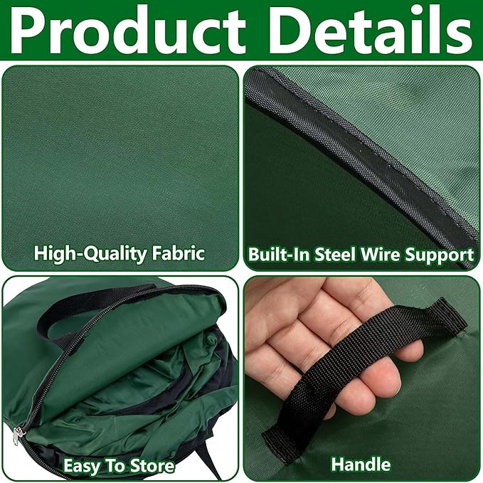 Foldable Pop Up Leaf Collector, Miniature Leaves Pickup and Loader Bag, Lawn Portable Leaf Bags for Cleaning Up Garden Weeds Branches Waste Trash