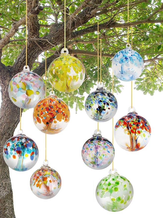 Dale Tiffany Hand Blown Glass, 6" Diameter Eden, Tree of Life Collection, Witch Globe Hanging Garden Indoor/Outdoor Decorative Ornament Gazing Ball
