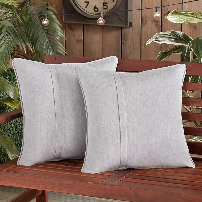 Greendale Home Fashions Sunbrella 20" Square Outdoor Throw Pillow with Removable Cover (Set of 2), Canvas Granite 2 Count