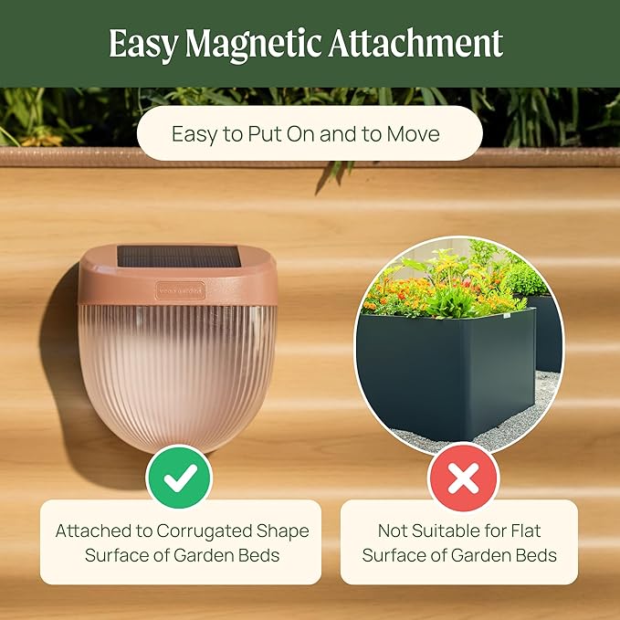 Vego garden Rippled Solar Garden Lights with Auto Sensors Magnetize Securely to Raised Beds, IPX4 Waterproof Outdoor LED Light for Patio & Yard Terra Cotta, 6 Pack