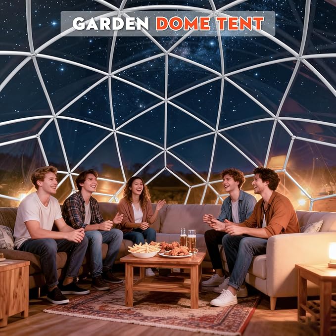 Garden Dome Bubble Tent House Outdoor, Upgraded Geodesic Dome Greenhouse with Transparent PVC Cover, Weatherproof Greenhouse Suitable for Patio (GREEN-12FT)