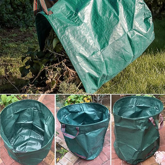 2-Pack 72 Gallons Leaf Bags, Reusable Yard Waste Bags, Heavy Duty Upright Lawn Bags with 4 Handles for Garden Leaves and Waste Collection, Lightweight Portable Yard Trash Bag