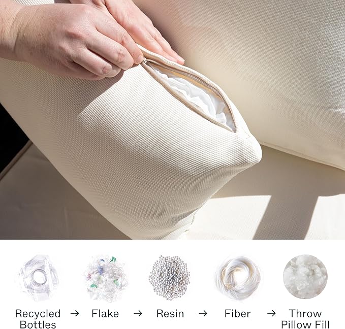 Outer Outdoor Throw Pillow with OuterWeave Performance Fabric, Decorative Outdoor Pillow for Patio & Outdoor Furniture, Includes Machine Washable Pillow Cover and Insert - Pailsades Cream, 18"x18"