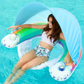 Jasonwell Pool Float with Canopy - Inflatable Pool Floaties Adult Floating Pool Chair Lounge Floats for Swimming Pool Water Chair Pool Lounger with Cup Holders Pool Toy Party Floaty for Adults