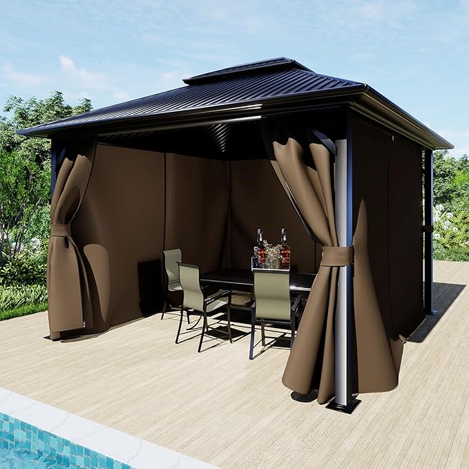 BPS 10' x 12' Gazebo Curtain Privacy 4-Panel Sidewall Outdoor Replacement Shade (Only Curtain)