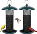 Gtongoko 2 Pack Finch Bird Feeders for Outdoors 2.5 LB Capacity Squirrel Proof Metal Tube Bird Feeders Thistle & Nyjer Seed Hanging Feeder, Green