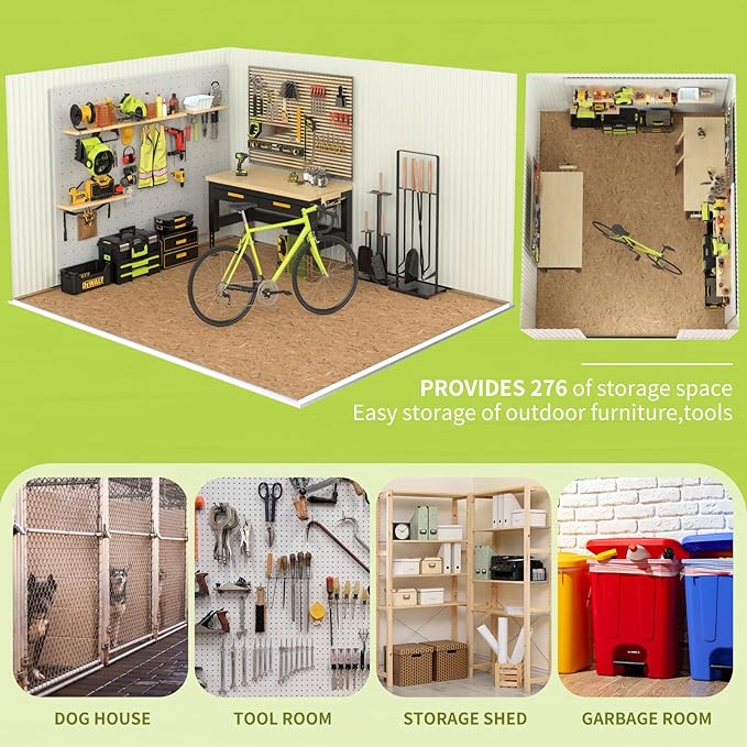 10x12 FT Outdoor Storage Shed, Metal Shed with Lockable Door, Large Heavy Duty Tool Sheds, Outside Waterproof Storage Building