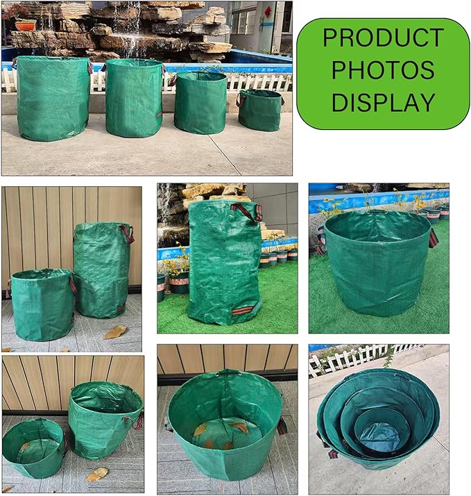 Reusable Yard Waste bags,Collapsible Leaf Bag with Gardening Gloves,Yard Debris Collapsible Bag With 4 Handles, for Leaves, Lawn Debris & Grass Clippings (80Gallon)
