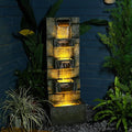 41.1" Garden Water Fountain Outdoor – 5-Tier Modern Cascading Resin Waterfall Fountain with LED Light, Mossy Stone Look, Floor-Standing Outdoor Water Feature for Patio, Yard, Deck, Home Décor
