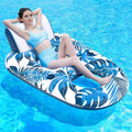 Pool Floats Adult 1-2-3 Person Inflatable Lounger, Extra Large Tanning Recliner Floaty Chair Raft with Backrest, Footrest, Cup Holder for Pool, Lake, River, Beach, Ocean & Party Use