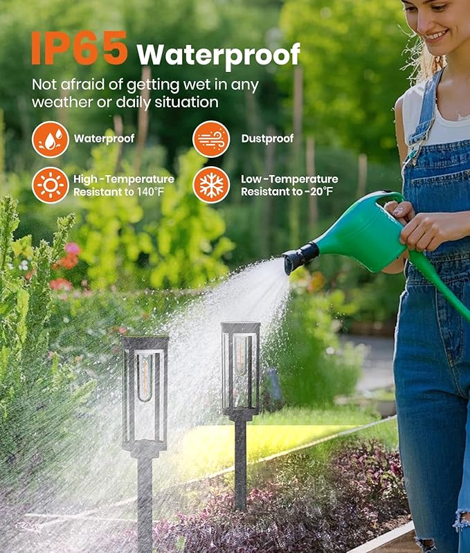 Solar Pathway Lights Outdoor Solar Lights Outdoor, IP65 Waterproof Auto On/Off Solar Garden Lights Solar Powered Landscape Lighting for Yard Walkway Driveway Pathway (Warm White, 6pack)