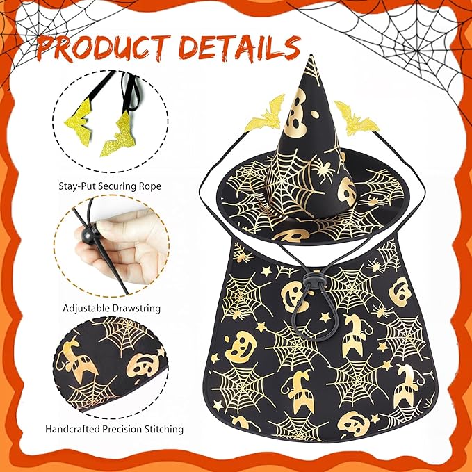 Halloween Porch Goose Outfits for 23" Lawn Statue - Cute Witch Hat & Cape Set for Concrete/Plastic/Cement Goose Statue, Halloween Accessory for Garden Yard Patio Decor