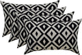 RSH Décor - Jumbo Lumbar Throw Pillows – Set of 4 | 26" x 16" | Indoor Outdoor Use – Patio, Lounge, Adirondack, Deck | Water & Fade-Resistant | Includes Down-Alternative Inserts | Black & White Aztec
