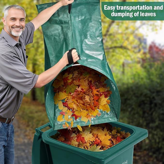 60 Gallon Leaf Collector,Collapsible Lawn & Leaf Bag,Heavy Leaves Pick up Tool Reusable Yard Waste Bags,Large Yard Dustpan Type Garden Bag for Leaves,Debris,Grass,Clippings,Lawn Trash