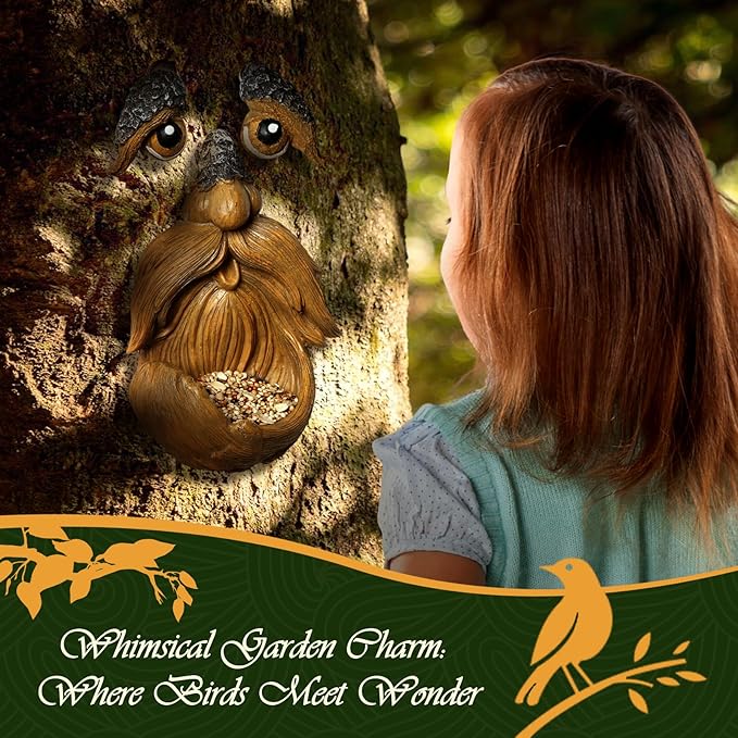 Playful Tree Faces Decor Outdoor, Whimsical Tree Decorations Outdoor for Gardens & Yards, Adding Personality to Nature for Your Lawn & Garden Ornaments (Small)