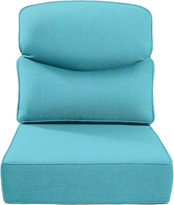 Luxury 24x24x6 Inch Smile Outdoor Cushions - 1 Set Deep Seat Water-Resistant Patio Furniture Replacement Cushion for Wicker Wood Metal Chair Glider Rocker Loveseat Sofa - Turquoise