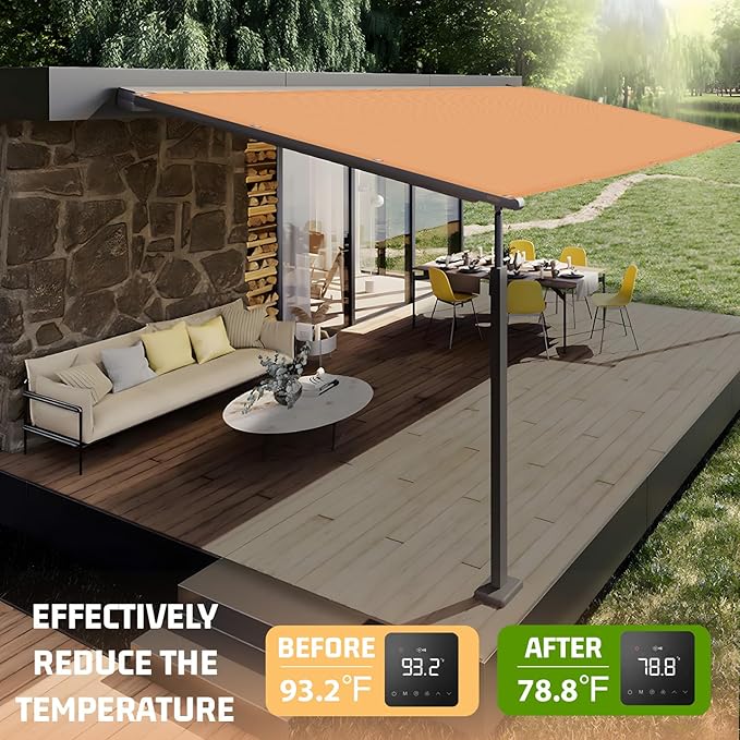 SUNNY GUARD Shade Cloth Custom Size 3x17 FT Sun Shade Screen Fabric Shade Cover Tarp with Grommets for Pergola Backyard Garden, Peach Fuzz(We Customized)