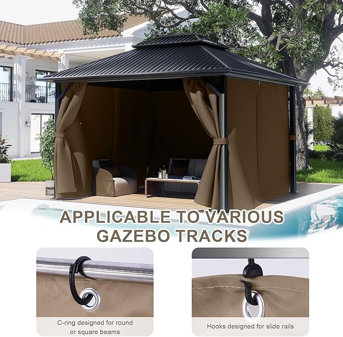 BPS 10' x 13' Gazebo Curtain Privacy 4-Panel Sidewall Outdoor Replacement Shade (Only Curtain)