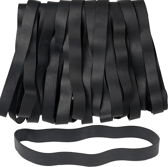 Rubber Bands Size#107 Heavy Duty Big Wide rubber band 30PCS Elastic Bands for Office Supply Trash Can File Folders Litter Box Rubber Bands (Black)