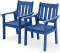 YEFU Outdoor Patio Chairs Set of 2: All Weather Outdoor Dining Chairs with Wide Curved Seat and Backrest - Plastic Patio Chairs for Outside Backyard/Garden/Pool/Porch/Deck 350lbs Capacity Blue