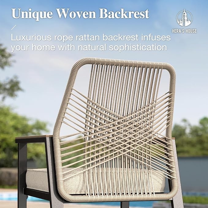 HERA'S HOUSE Outdoor Swivel Bar Stools Set of 6, High Top Patio Chairs with All Weather Cushion Pro Fabric, Bistro Set for Backyard, Lawn Garden, Balcony,Poolside