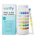 Varify 7 in 1 Pool and Spa Test Strips- Easy to Use Water Testing Kit for Pool, Spa, Hot Tub & More - Tester Strip for Water Hardness, Chlorine, Bromine, pH, Alkalinity and Cyanuric Acid (100 Strips)