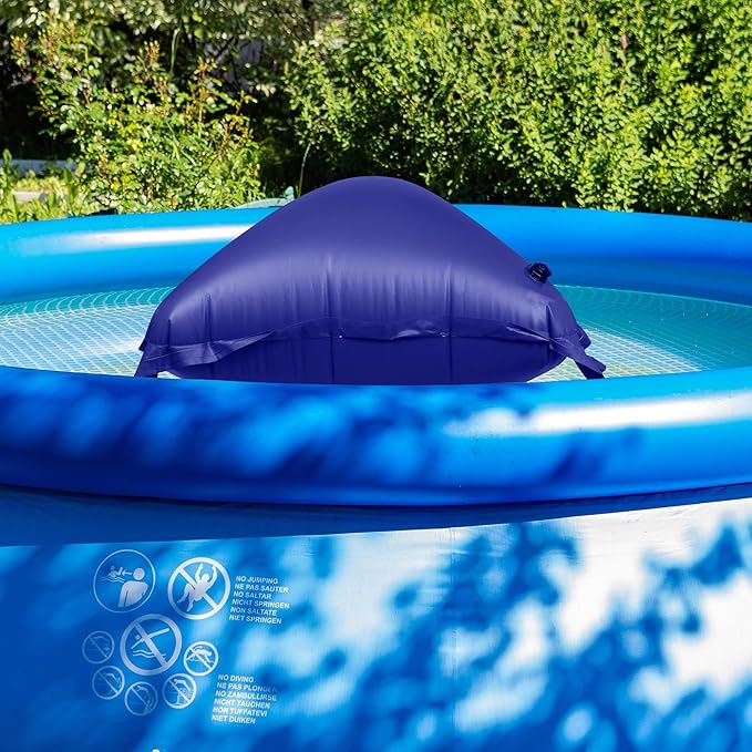Pool Pillow for for Above Ground Pools, 4x8 Ft Pool Air Pillow for Closing Winter Pool Winterizing Kit for Ground Pool, 0.5mm PVC Material, 2X 16.5Ft Rope (Blue)