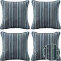 Sunbrella Decorative Outdoor Water Repellent Throw Pillows with Inserts, Set of 4, 18" x18" Pillows for Patio, Backyard, Bed, Couch, and Patio Furniture, Troupe Dock