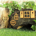 6Pcs Wooden Fairy Garden Door, Blank Door House and Windows Ornaments Tree Statues for Trunk Yard Decoration Sculptures Miniature Buildings Structures