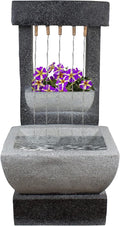 LED Lighted Rainfall Outdoor Water Fountain with Planter - 26"