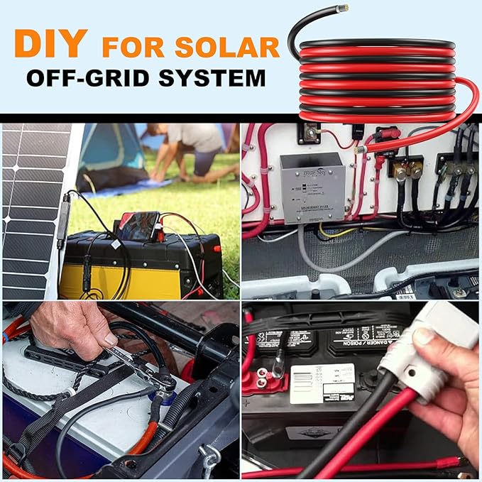 Oududianzi 2x65 Feet Solar Panel Wire, 10AWG Solar Wire Tinned Copper 10 Gauge Solar Cable PV Wire, for Outdoor Automotive RV Solar Panels Boat Marine (65FT Red + 65FT Black)
