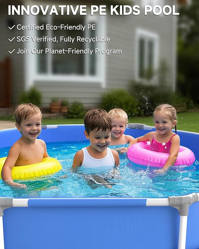 Steel Frame Round Above Ground Pools Family Swimming Pool Set for Outdoor Backyard: 12ft x 30in - Odor-Free Eco PE Material with Pool Liner and Pool Cover